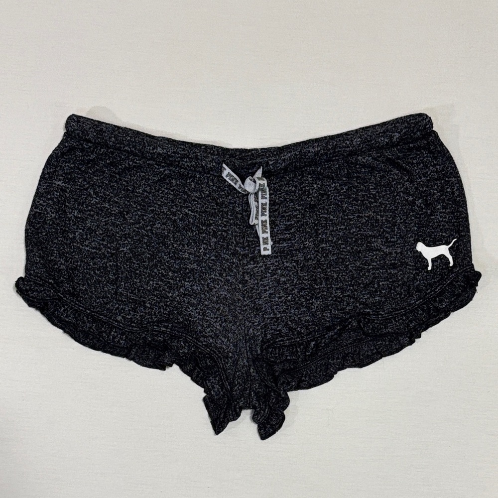 PINK Victoria’s Secret Sleep Shorts Black Logo Lounge Size Small